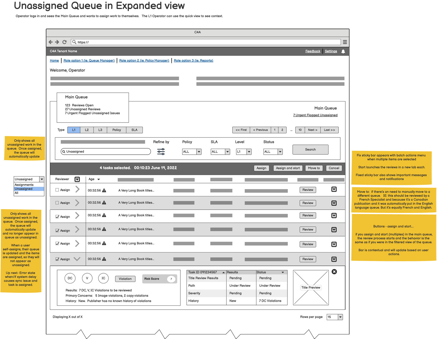 unassigned and expanded queue design