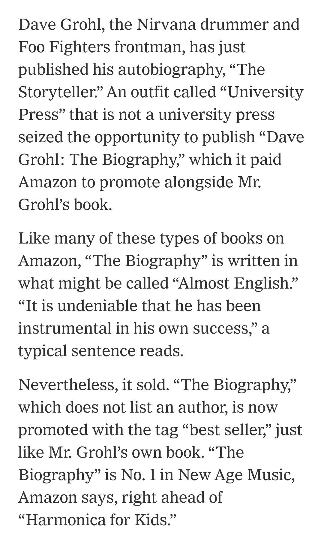 Amazon ranking fraudulent books above dave grohl storyteller.